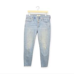 Madewell Asbury Wash 9" High Rise Button Fly Skinny Crop Jeans Size 30